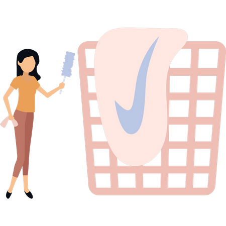 Young girl drying cloths  Illustration