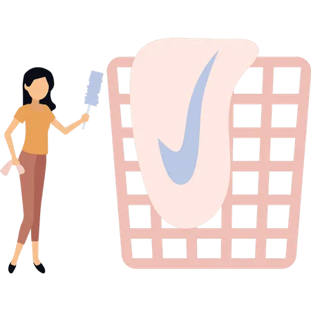 Young girl drying cloths  Illustration