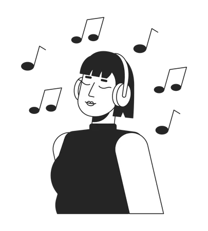 Young girl enjoying music  Illustration