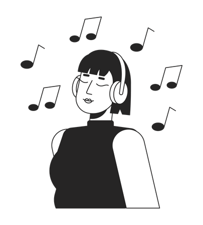 Young girl enjoying music  Illustration