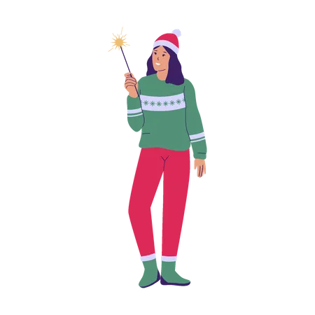 Christmas Celebration Woman Vector Concept Character Vector People Flat Design Illustration Illustration