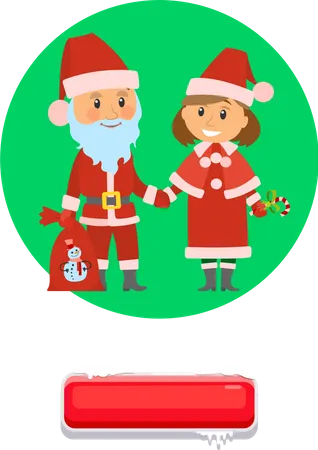 Young girl enjoying with santa claus  Illustration