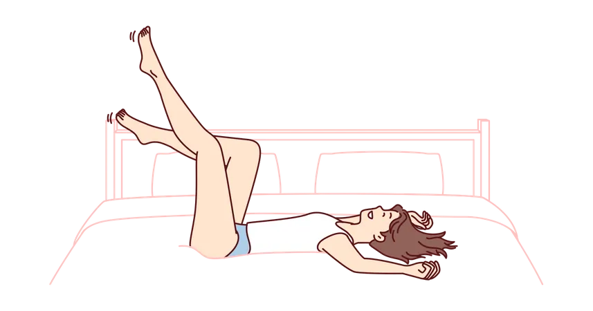 Young girl feeling lazy in bed  Illustration