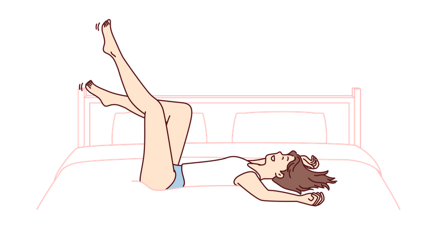 Young girl feeling lazy in bed  Illustration