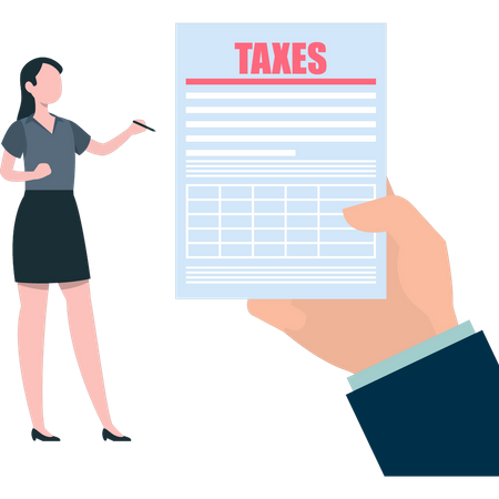 Young  girl filling tax form  Illustration