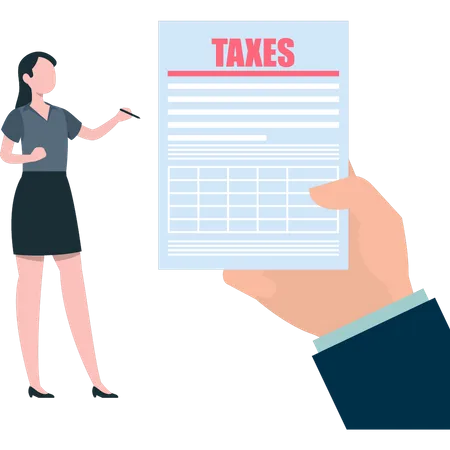 The Girl Is Filling The Tax Form Illustration