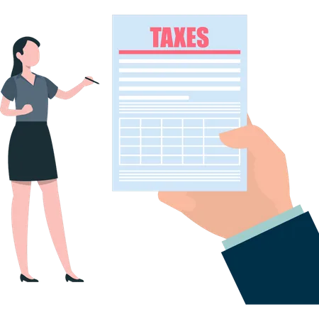 Young  girl filling tax form  Illustration