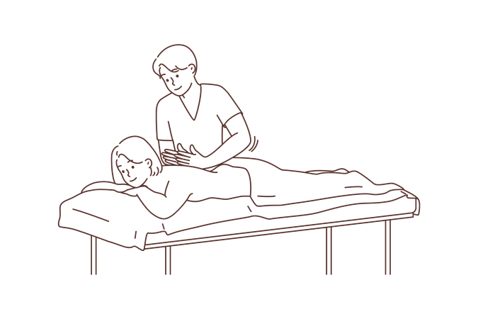 Young girl getting back massage  Illustration