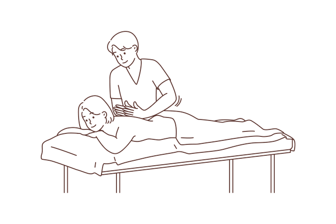 Young girl getting back massage  Illustration