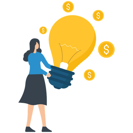 Young girl getting Business investment Idea Illustration