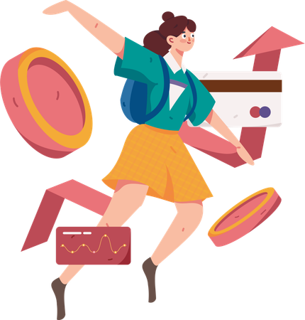 Young girl getting Credit growth  Illustration