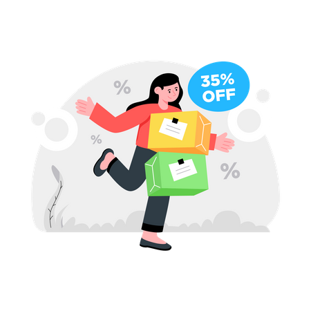 Young girl getting Delivery Discount  Illustration
