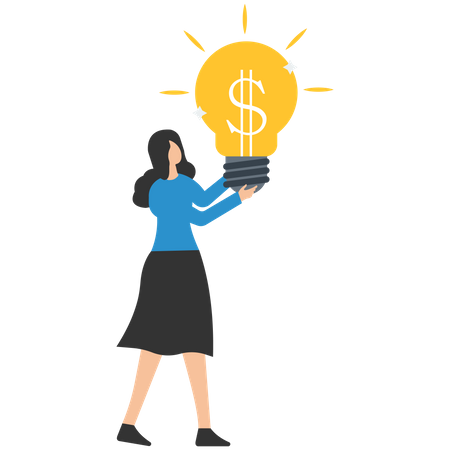 Young girl getting financial idea Illustration