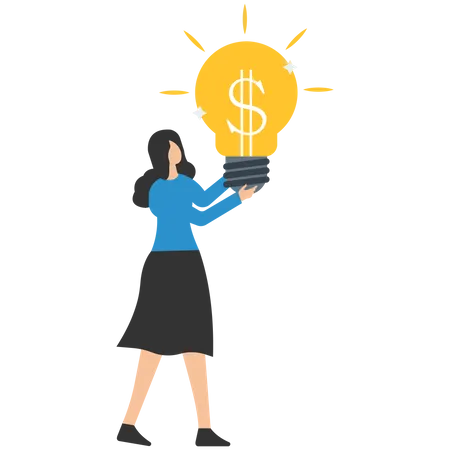 Young girl getting financial idea  Illustration