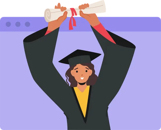 Young girl getting graduation degree Illustration