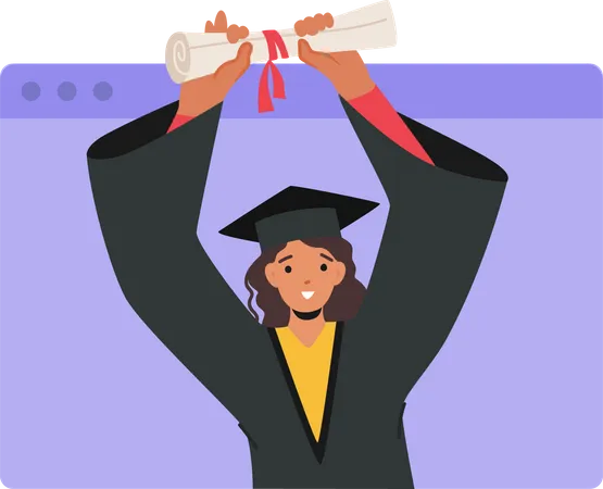 Young girl getting graduation degree  Illustration