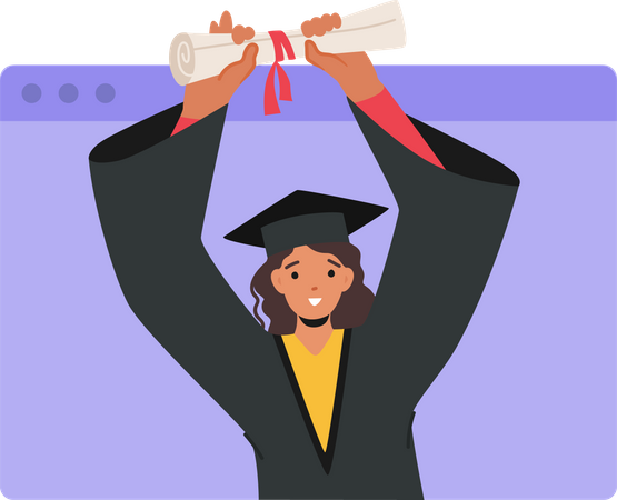 Young girl getting graduation degree  イラスト