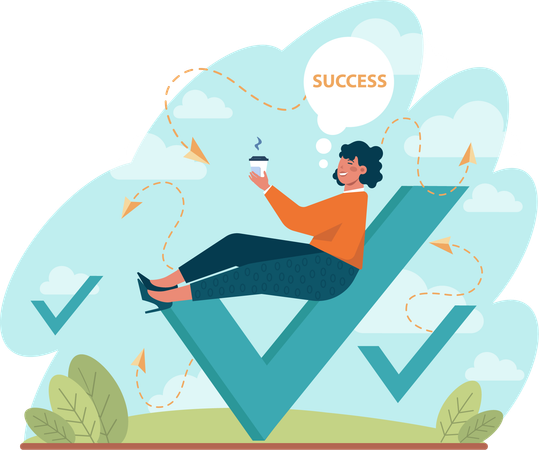 Young girl getting success  Illustration
