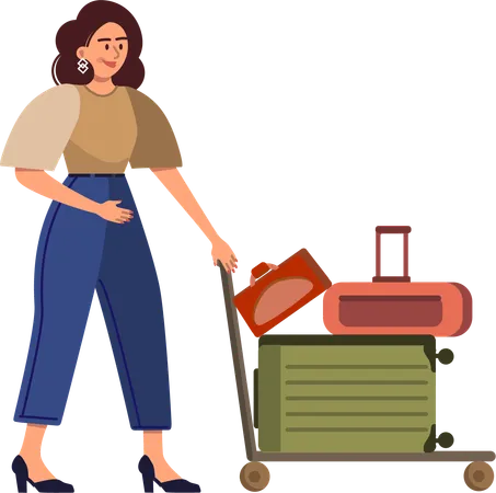 Young girl going for business trip  Illustration