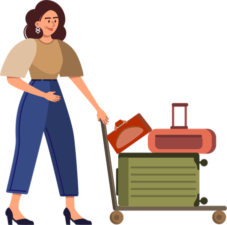 Young girl going for business trip  Illustration