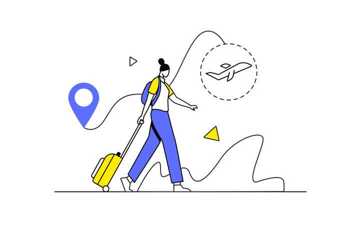 Young girl going for international trip  Illustration