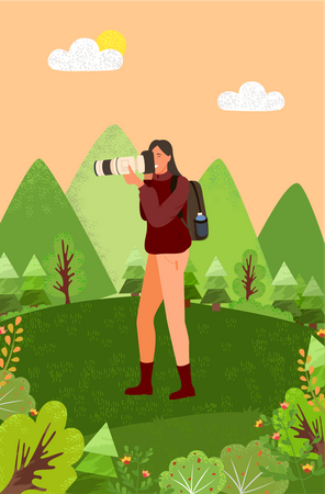 Young girl going for outdoor photography Illustration