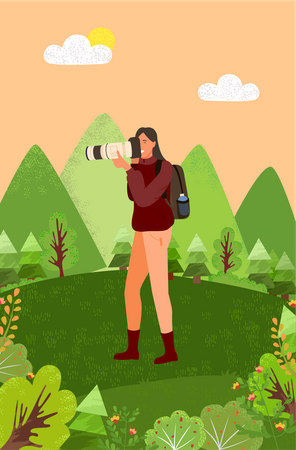 Young girl going for outdoor photography  Illustration