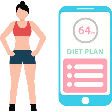 Young girl has a diet plan  Illustration