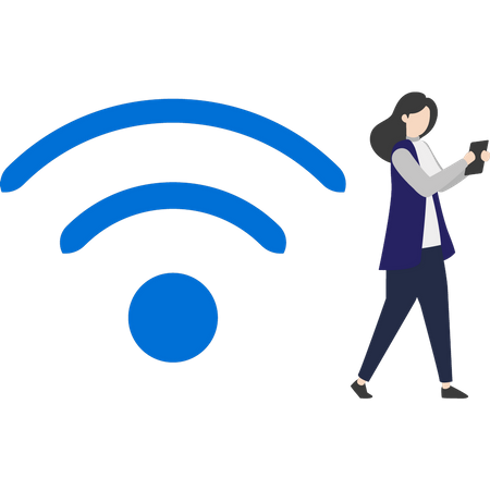 Young girl has access to Wi-Fi  Illustration
