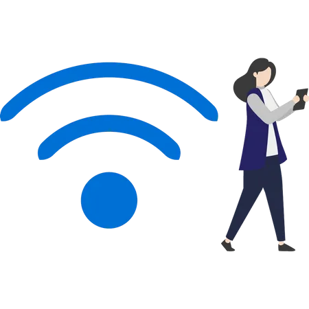 Young girl has access to Wi-Fi  Illustration