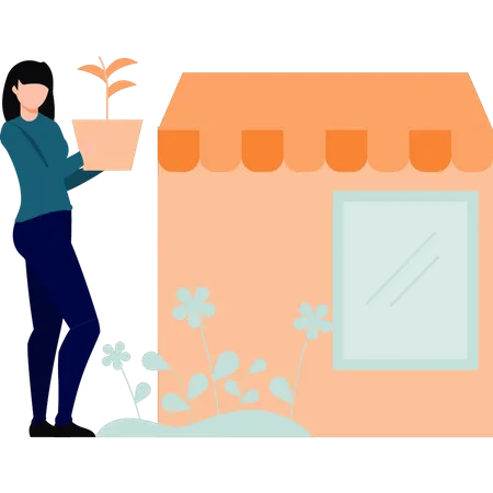 Young girl has farming business  イラスト