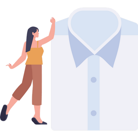 Young girl has ironed shirt  Illustration