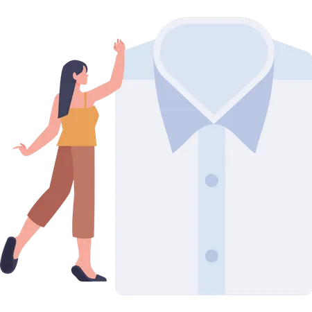 Young girl has ironed shirt  イラスト