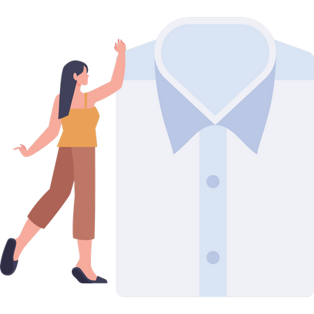 Young girl has ironed shirt  일러스트레이션