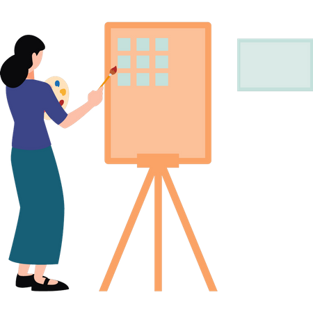 Young girl has painting business  Illustration