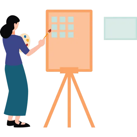 Young girl has painting business  Illustration