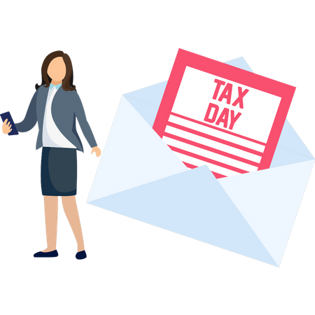 Young  girl has  tax mail  Illustration