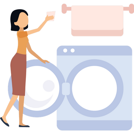 Young girl has washed all clothes Illustration