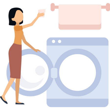 Young girl has washed all clothes  Illustration