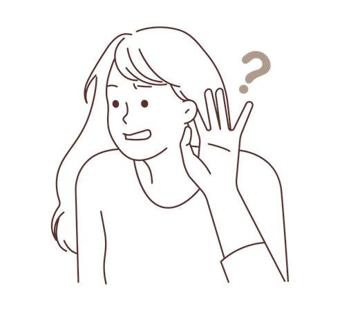 Young girl having doubt for listening  Illustration