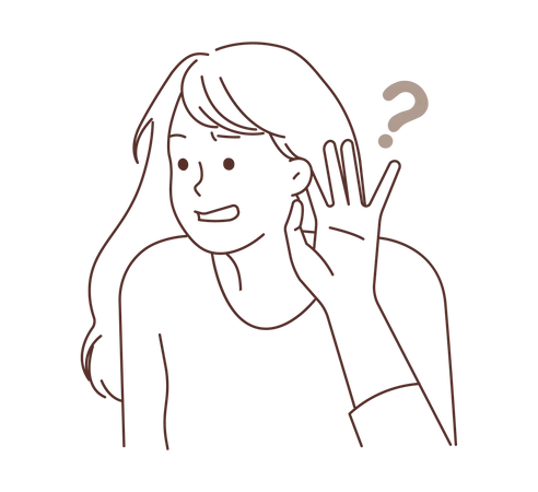 Young girl having doubt for listening  Illustration