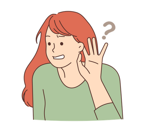 Young girl having doubt for listening  Illustration