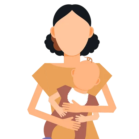 A Girl Is Holding A Baby Illustration