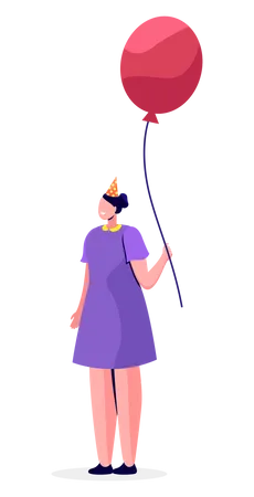 Young girl holding balloon  Illustration