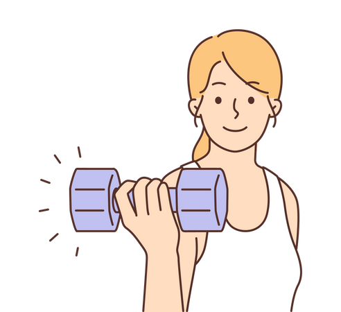 Young girl holding barbell  Illustration