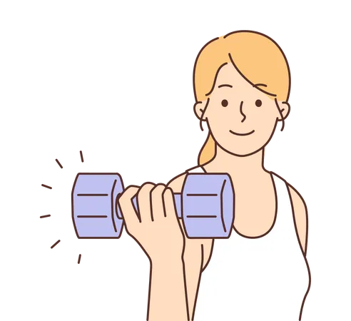 Young girl holding barbell  Illustration