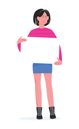 Young girl holding blank board  Illustration