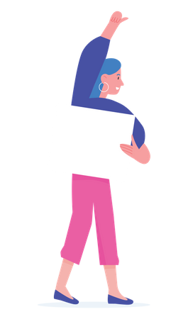 Young girl holding blank board  Illustration