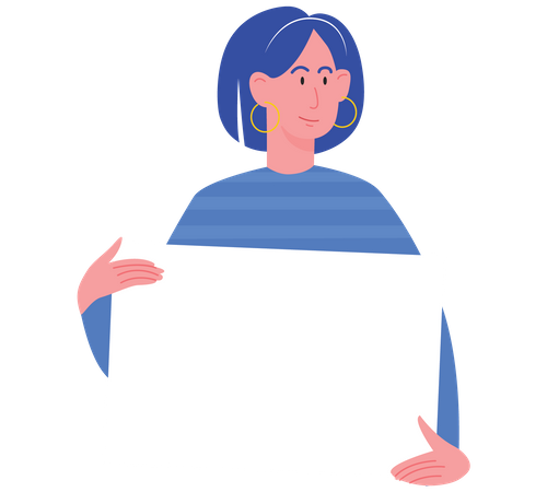 Young girl holding blank board  Illustration