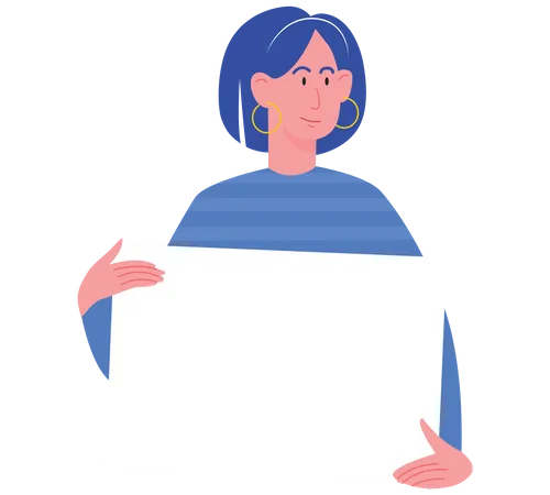 Young girl holding blank board  Illustration